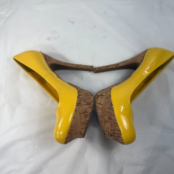 Jennifer Lopez JLO Heel Yellow Platform Cork Shoes Size 6 M - Picture 6 of 15